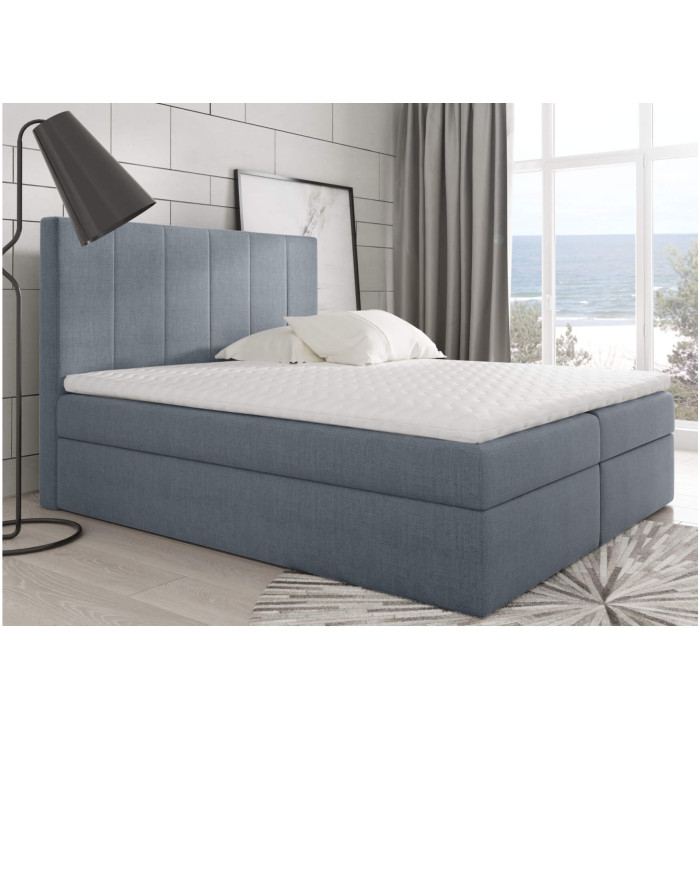 Łóżko kontynentalne Nappa 200x200, tapicerowane, materac, topper-2