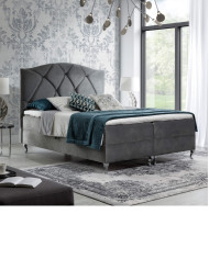 Łóżko kontynentalne Nicea 120x200, tapicerowane, materac, topper-5