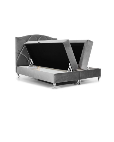 Łóżko kontynentalne Nicea 140x200, tapicerowane, materac, topper-7