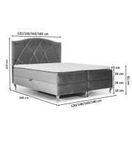 Łóżko kontynentalne Nicea 140x200, tapicerowane, materac, topper-8