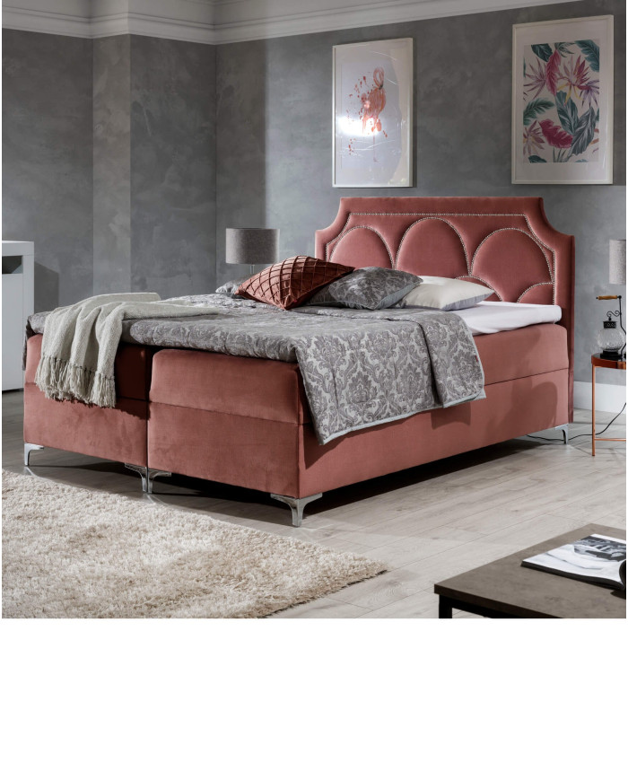 Łóżko kontynentalne Naomi 140x200, tapicerowane, materac, topper-2