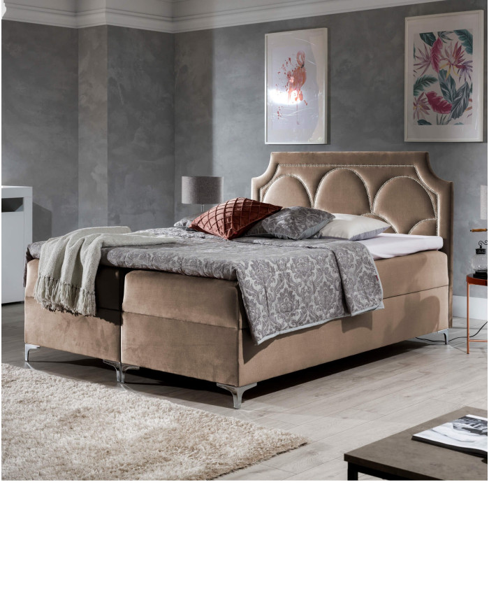 Łóżko kontynentalne Naomi 160x200, tapicerowane, materac, topper-1