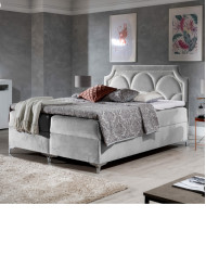Łóżko kontynentalne Naomi 200x200, tapicerowane, materac, topper-3