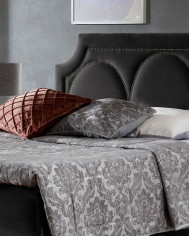 Łóżko kontynentalne Naomi 200x200, tapicerowane, materac, topper-4
