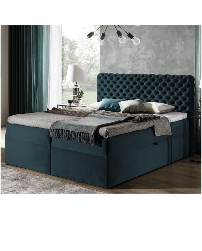 Łóżko kontynentalne London 120x200, tapicerowane, materac, topper-4