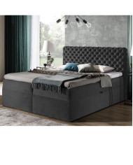 Łóżko kontynentalne London 120x200, tapicerowane, materac, topper-5