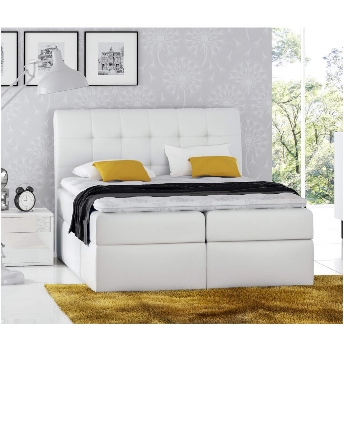 Łóżko kontynentalne Alegra120x200, tapicerowane, materac, topper-4