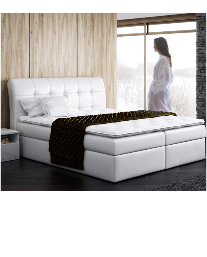 Łóżko kontynentalne Alegra120x200, tapicerowane, materac, topper-5