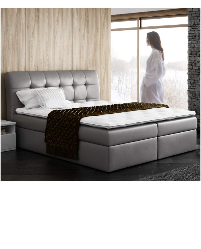 Łóżko kontynentalne Alegra120x200, tapicerowane, materac, topper-6