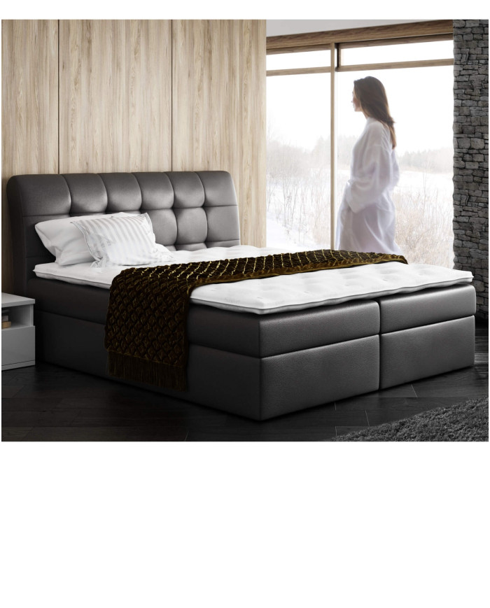 Łóżko kontynentalne Alegra120x200, tapicerowane, materac, topper-7