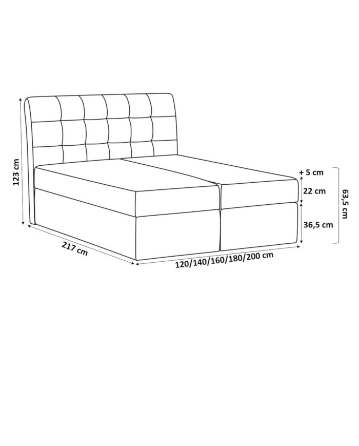 Łóżko kontynentalne Alegra120x200, tapicerowane, materac, topper-8