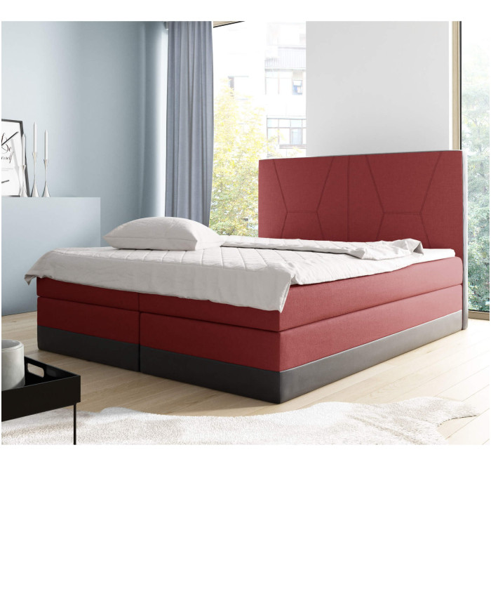 Łóżko kontynentalne Rita 120x200, tapicerowane, materac, topper, pojemnik, Lars