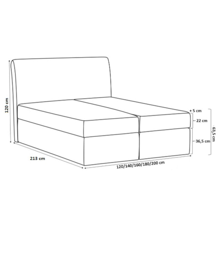 Łóżko kontynentalne Enzo 120x200, tapicerowane, materac, topper, pojemnik, Gruszka Meble