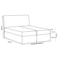 Łóżko kontynentalne Rita 140x200, tapicerowane, materac, topper, pojemnik, Lars
