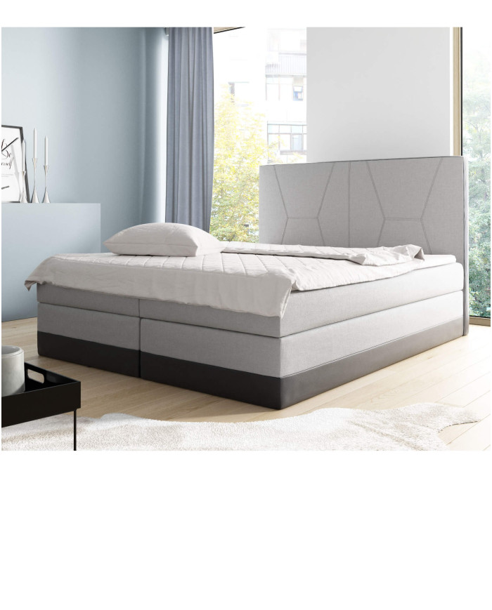 Łóżko kontynentalne Rita 160x200, tapicerowane, materac, topper, pojemnik, Lars