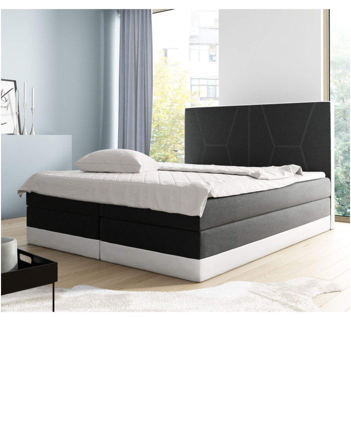 Łóżko kontynentalne Rita 160x200, tapicerowane, materac, topper, pojemnik, Lars