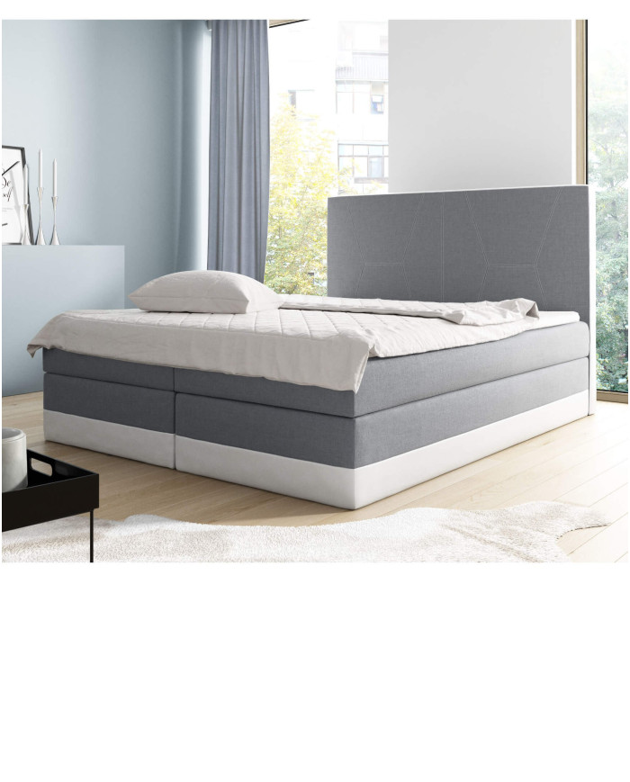 Łóżko kontynentalne Rita 180x200, tapicerowane, materac, topper, pojemnik, Lars