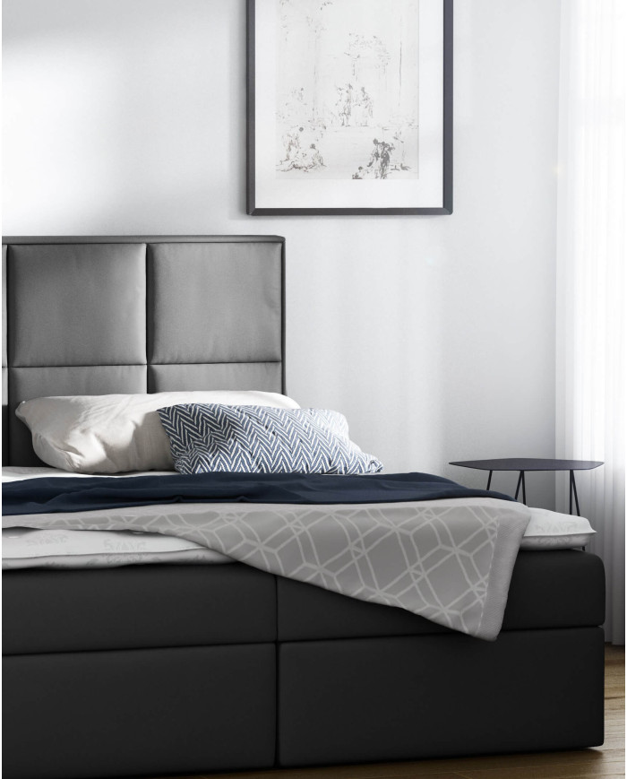 Łóżko kontynentalne Orion 120x200, tapicerowane, materac, topper, pojemnik, Lars