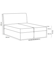 Łóżko kontynentalne Orion 160x200, tapicerowane, materac, topper, pojemnik, Lars