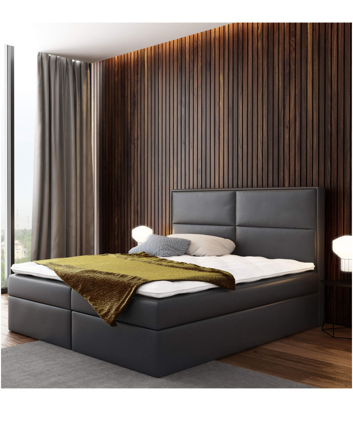 Łóżko kontynentalne Criss 120x200, tapicerowane, materac, topper, pojemnik, Lars
