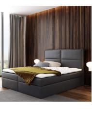 Łóżko kontynentalne Criss 140x200, tapicerowane, materac, topper, pojemnik, Lars