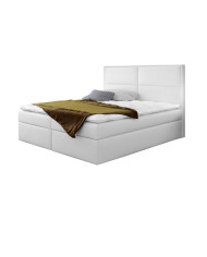 Łóżko kontynentalne Criss 140x200, tapicerowane, materac, topper, pojemnik, Lars