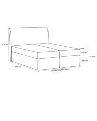 Łóżko kontynentalne Criss 160x200, tapicerowane, materac, topper, pojemnik, Lars