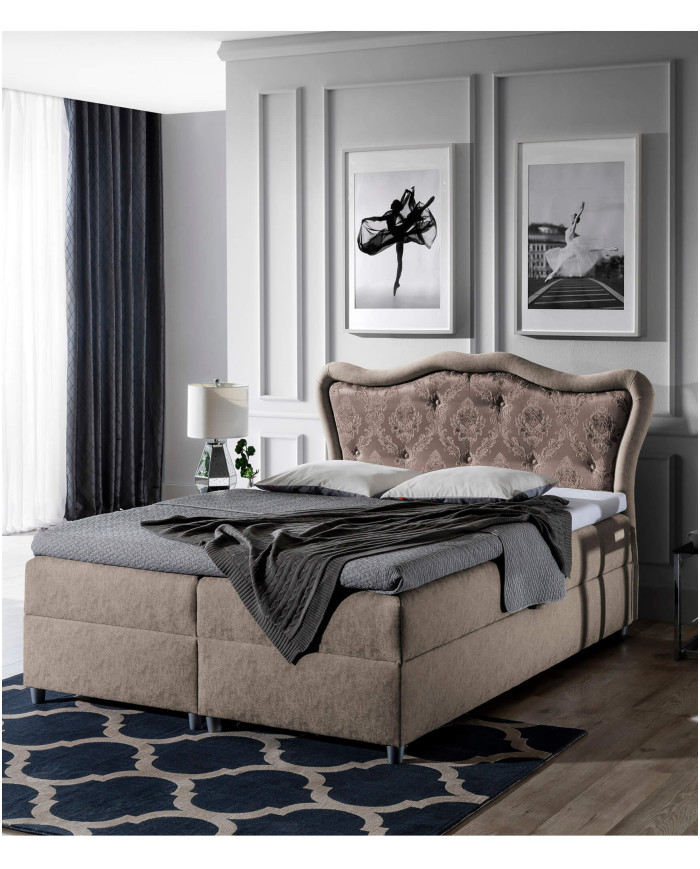 Łóżko kontynentalne Boston 120x200, tapicerowane, materac, topper, pojemnik, Lars