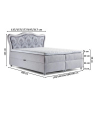 Łóżko kontynentalne Boston 120x200, tapicerowane, materac, topper, pojemnik, Lars