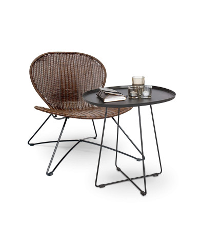 Krzesło skandynawskie Troy, rattan syntetyczny, brązowe, czarny metalowy stelaż, HALMAR Krzesło skandynawskie Troy, rattan syntetyczny, brązowe, czarny metalowy stelaż, HALMAR