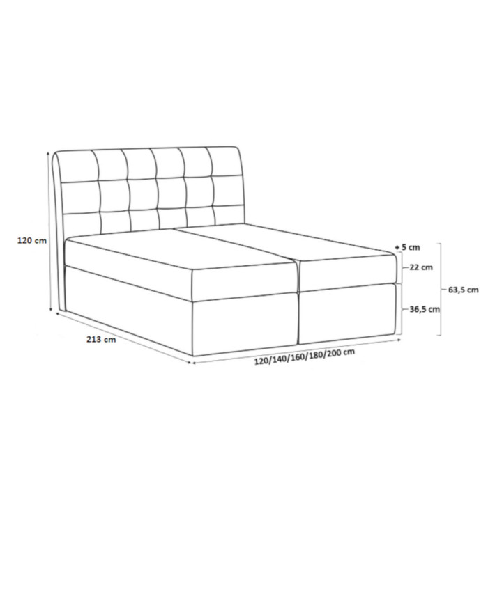 Łóżko kontynentalne Livorno 120x200, tapicerowane, materac, topper, pojemnik, Gruszka Meble
