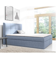 Łóżko kontynentalne Smarty 140x200, tapicerowane, materac, topper, pojemnik, Lars