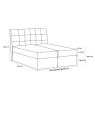 Łóżko kontynentalne Smarty 200x200, tapicerowane, materac, topper, pojemnik, Lars