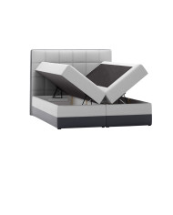 Łóżko kontynentalne Simple 160x200, tapicerowane, materac, topper, pojemnik, Lars