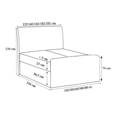Łóżko kontynentalne Malibu 120x200, tapicerowane, materac, topper, pojemnik, Gruszka Meble Łóżko kontynentalne Malibu 120x200, tapicerowane, materac, topper, pojemnik, Gruszka Meble