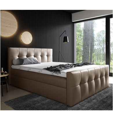 Łóżko kontynentalne Malibu 140x200, tapicerowane, materac, topper, pojemnik, Gruszka Meble Łóżko kontynentalne Malibu 140x200, tapicerowane, materac, topper, pojemnik, Gruszka Meble