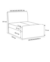 Łóżko kontynentalne Floryda 200x200, tapicerowane, materac, topper, pojemnik, Lars