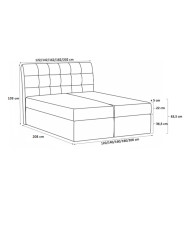 Łóżko kontynentalne Texas 140x200, tapicerowane, materac, topper, pojemnik, Lars