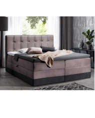 Łóżko kontynentalne Orlando 140x200, tapicerowane, materac, topper, pojemnik, Lars