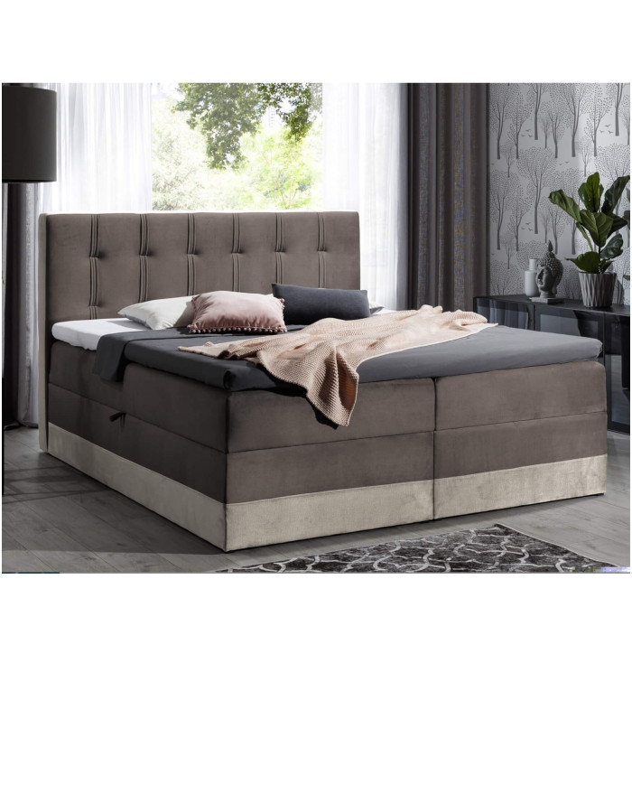 Łóżko kontynentalne Orlando 160x200, tapicerowane, materac, topper, pojemnik, Lars
