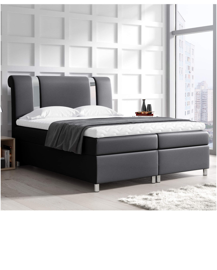 Łóżko kontynentalne Osaka160x200, tapicerowane, materac, topper, pojemnik, Lars