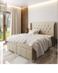 Łóżko kontynentalne Barcelona 160x200, tapicerowane, materac, topper, pojemnik, Lars