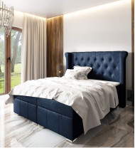 Łóżko kontynentalne Barcelona 180x200, tapicerowane, materac, topper, pojemnik, Lars