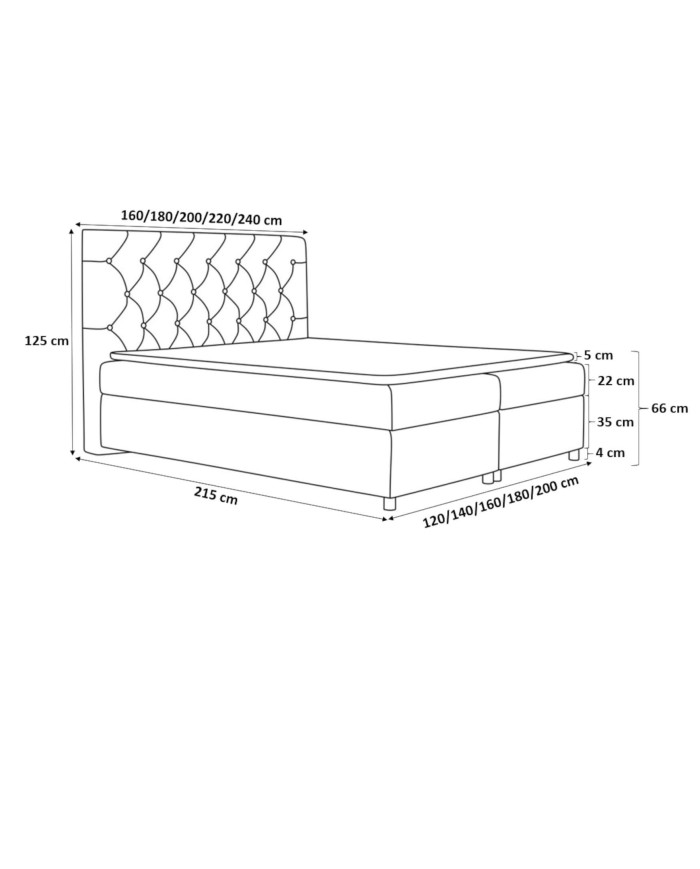 Łóżko kontynentalne Massimo 200x200, tapicerowane, materac, topper, pojemnik, Gruszka Meble