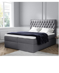 Łóżko kontynentalne Madison 160x200, tapicerowane, materac, topper, pojemnik, Lars