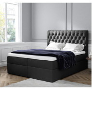 Łóżko kontynentalne Madison 200x200, tapicerowane, materac, topper, pojemnik, Lars