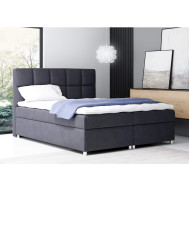 Łóżko kontynentalne Toro 140x200, tapicerowane, materac, topper, pojemnik, Lars
