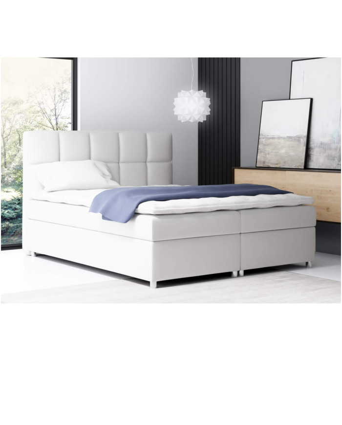 Łóżko kontynentalne Toro 120x200, tapicerowane, materac, topper, pojemnik, Lars