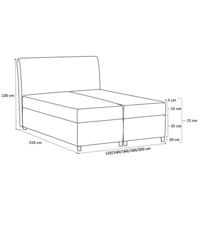 Łóżko kontynentalne Toro 160x200, tapicerowane, materac, topper, pojemnik, Lars