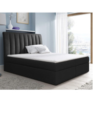 Łóżko kontynentalne Kobe 160x200, tapicerowane, materac, topper, pojemnik, Lars